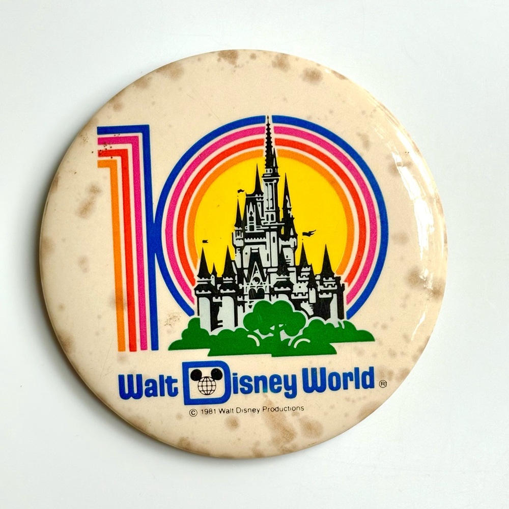 Vintage 1981 Walt Disney World 10th Anniversary Button Pin